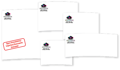 Photo of color printed envelopes